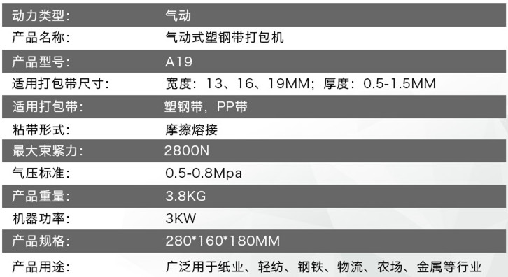 氣動(dòng)打包機(jī)參數(shù)
